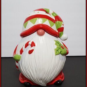 NEW RARE Certified International Figural Holiday Magic Gnome Cookie Jar 64 OZ